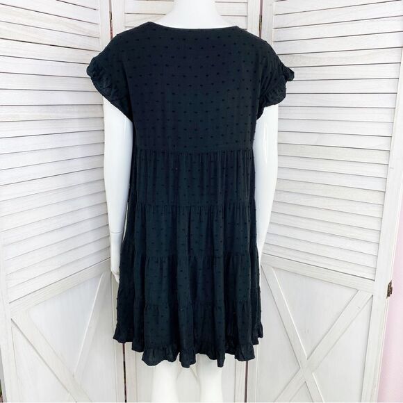 Urban Outfitters Tiered Clip Dot Mini Shift Dress Black Small - Picture 6 of 14